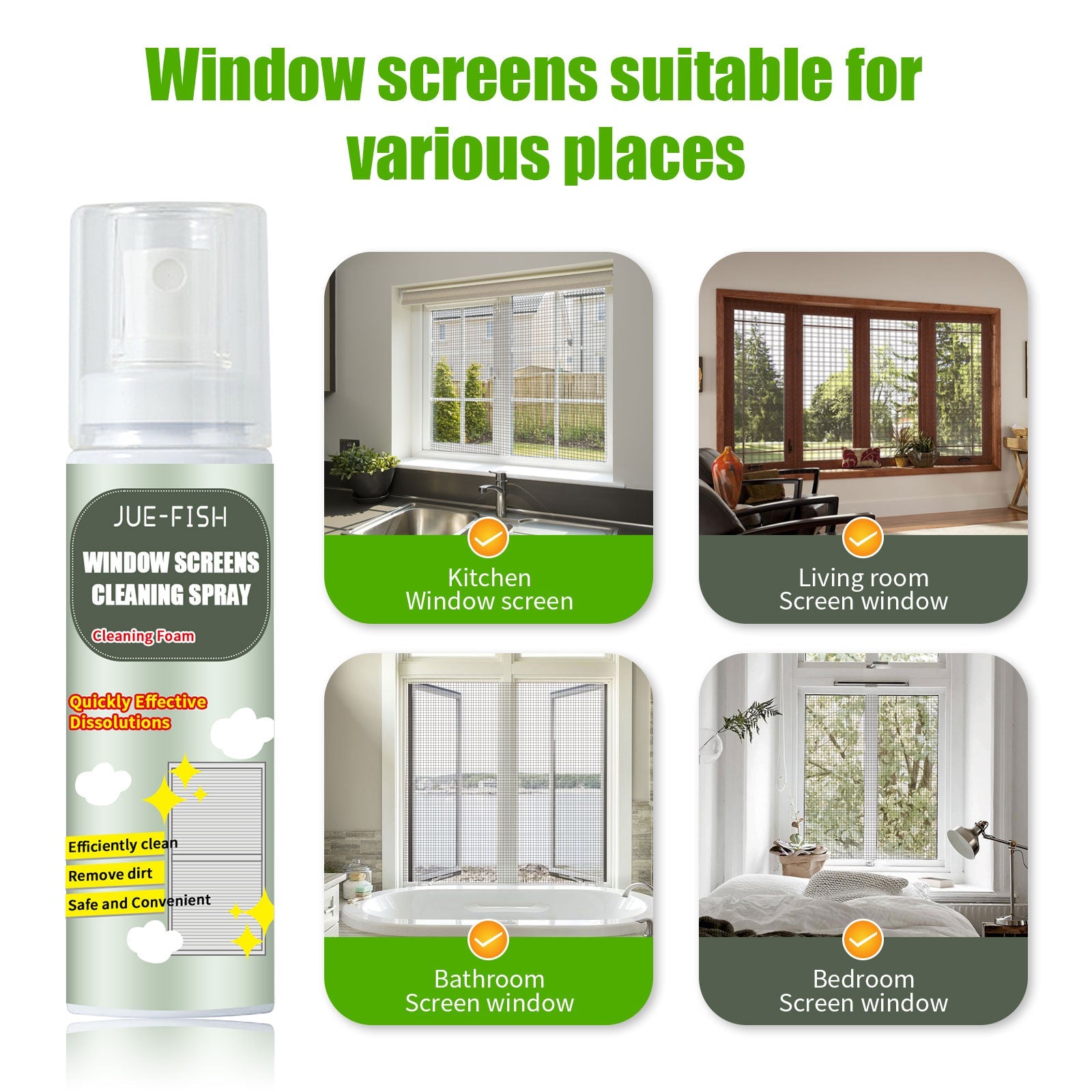 Window Cleaning Spray, Window Screen Cleaning Strong Decontamination Oil Stain Clean Bright Foam Spray