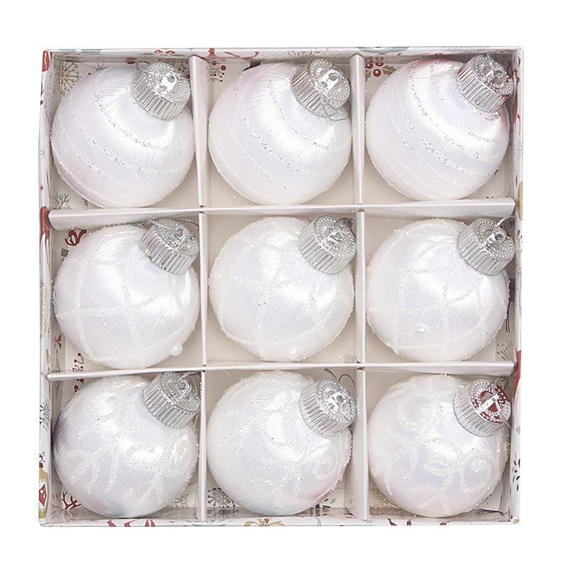 Christmas balls, silk balls, winding balls, painted balls, 8cm, 9pcs, boxed Christmas decorations