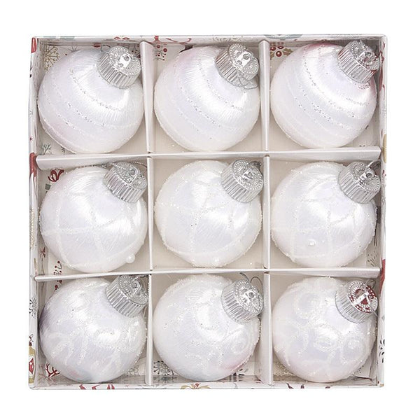 Christmas balls, silk balls, winding balls, painted balls, 8cm, 9pcs, boxed Christmas decorations