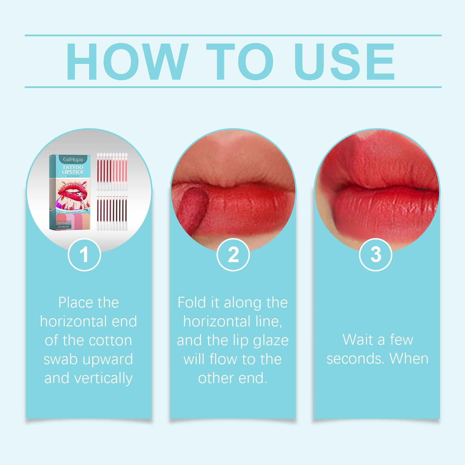 Cotton Swab Lip Glaze, Long-Lasting Moisture Not Easy To Fade Lip Color Lipstick Portable Moisturizing Disposable Lip Glaze