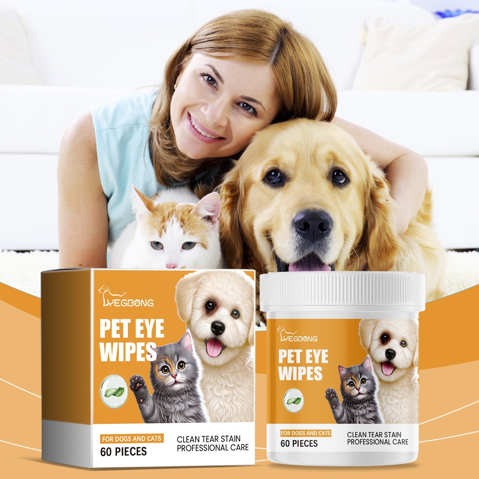 Eye Wipes for Cats and Dogs, Dogs to Tear Stains Cat Pet Eye Cleaning Wet Wipes for Eyes