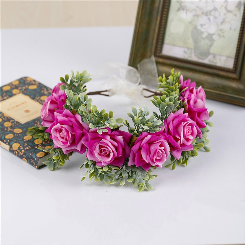 Handmade flower wreaths seaside vacation wedding accessories velvet adjustable hair accessories