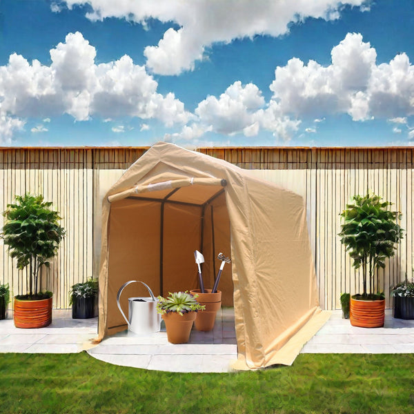 7x8 ft Outdoor Portable Gazebo Storage Shelter Shed with 2 Roll up Zipper Doors & Vents Carport