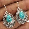 Artificial Turquoise Alloy Teardrop Dangle Earrings - Turquoise / One Size