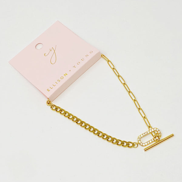 Mixed Chain Glam Toggle Anklet