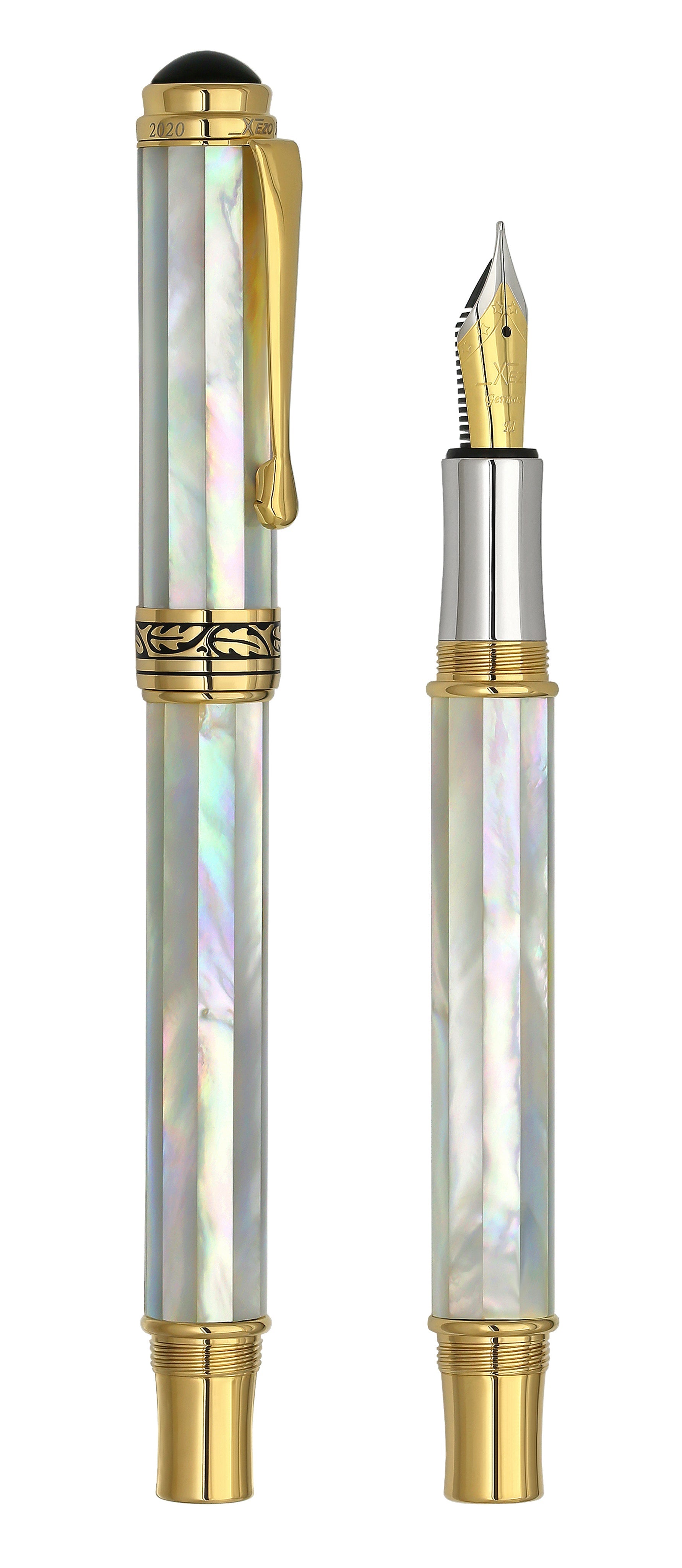 Maestro® 18K Gold Plated Fountain Pen (Medium Nib) - Oceanic White Mother of Pearl