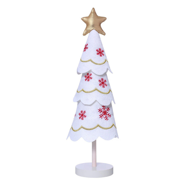 Cute Christmas Tree Fabric Wooden Display Window Desktop Christmas Embroidery Snowflake Decoration