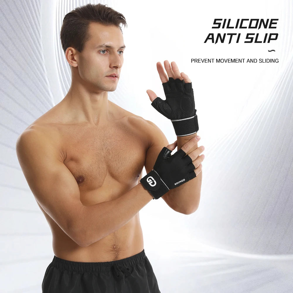 Fitness gloves with microfiber anti slip and wear-resistant design half finger gloves with straps ﻿
