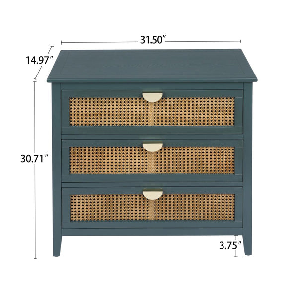 3 Drawer Cabinet Natural rattan American Furniture Suitable for bedroom living room study