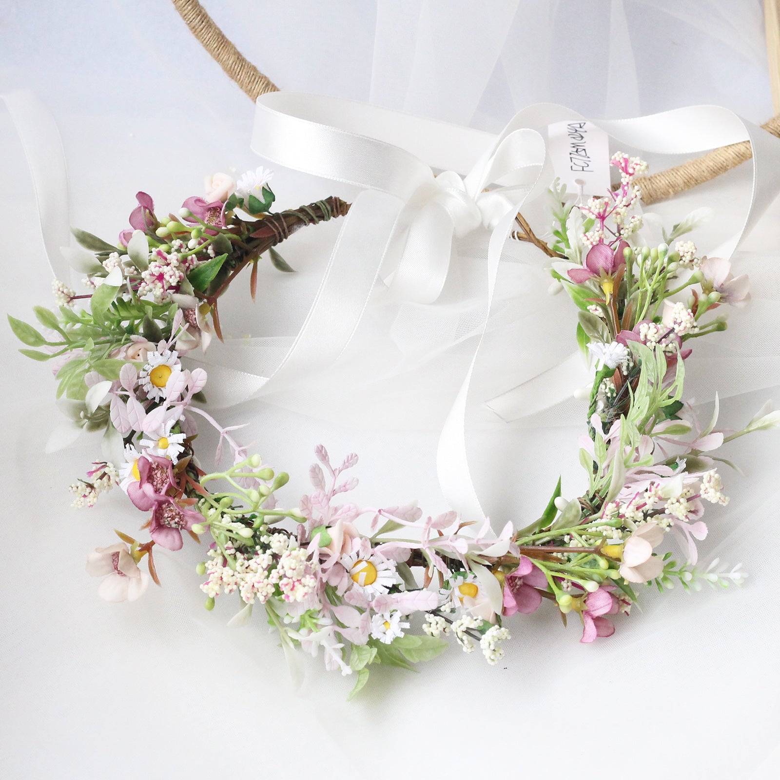 Bridal Flower Wreath Headpiece Original Simulation Starry Sky Water Grass Flower Crown Birthday Wedding Headflower Wreath