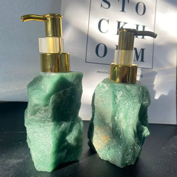 1 PCS Natural Pink Crystal Stone Press Bottle Dispenser 30ml Liquid Dispenser Shower Gel Wash Light Luxury Bathroom Accessory - Gifts for You 'n Me