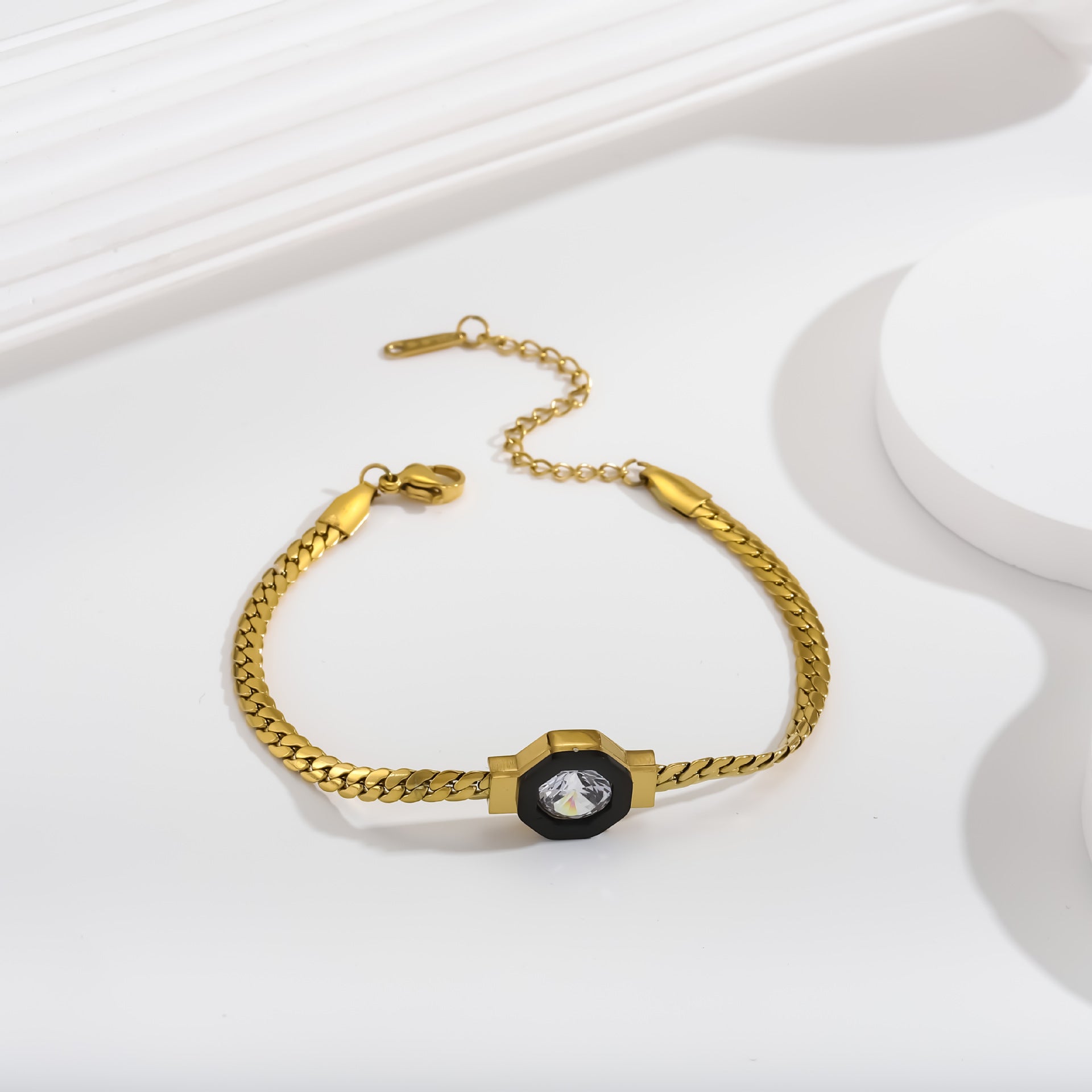 Zircon 18K Bracelet Necklace Zircon Geometry Fashion Simple Titanium Steel Bracelet