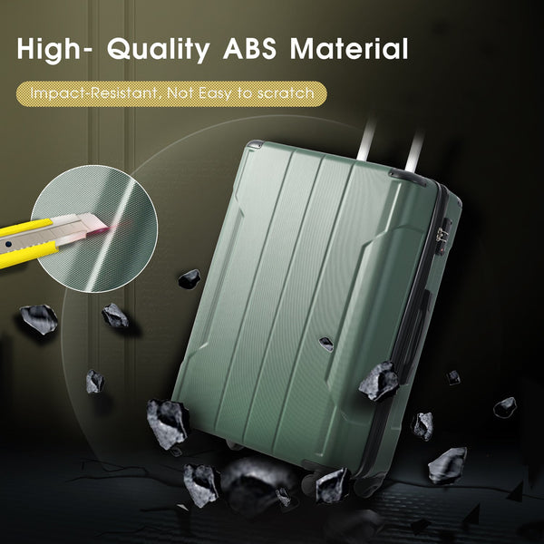 Hardshell Luggage Spinner Suitcase with TSA Lock Lightweight Expandable 28'' (Single Luggage) Green + ABS + 28 Inch