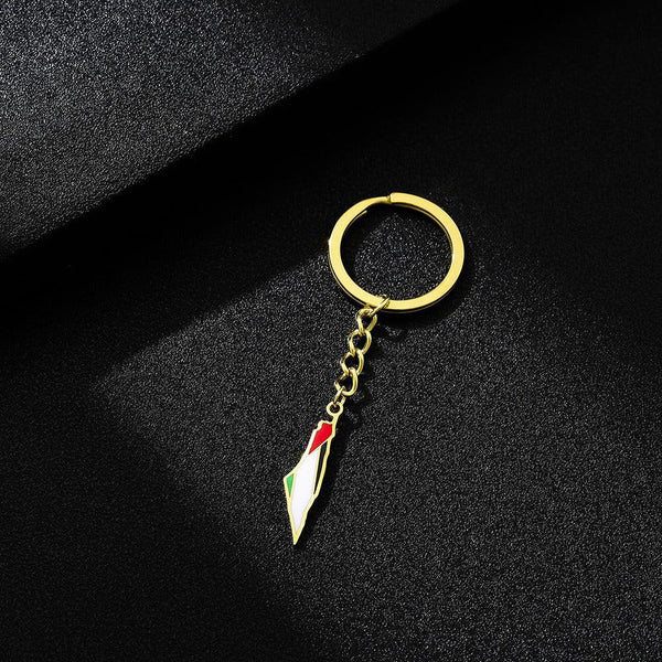Palestine Israel Map Flag Keychain Accessories Decoration Men's and Women's Ethnic Style Versatile Stainless Steel Accessories
