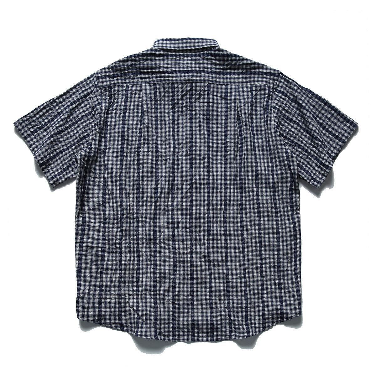 Wrinkled casual short sleeved shirt checkered half sleeved shirt