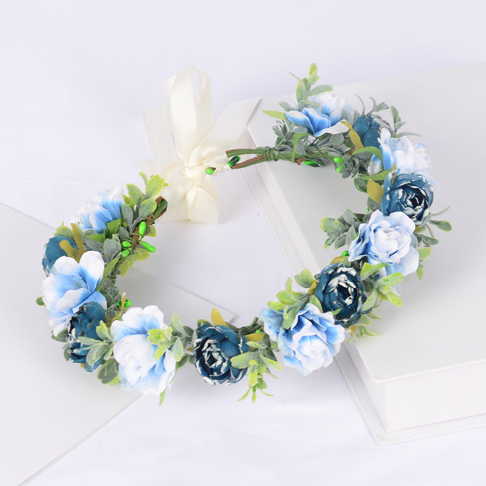 Flower garland super fairy bridal headpiece handmade simulation flower fairy headpiece wedding photography hair accessory