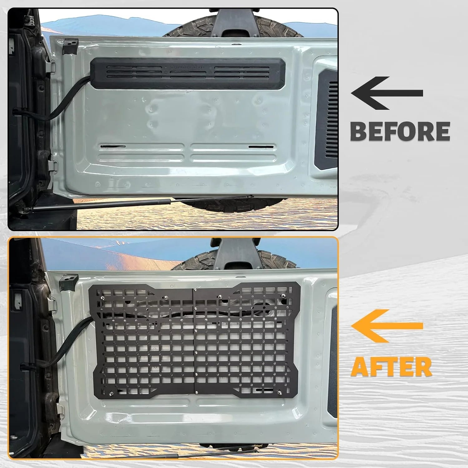 OFF ROAD Tailgate Storage Panel Tailgate Molle Panel Steel Cargo Shelf Storage Luggage Holder Carrier for Ford Bronco Accessorie