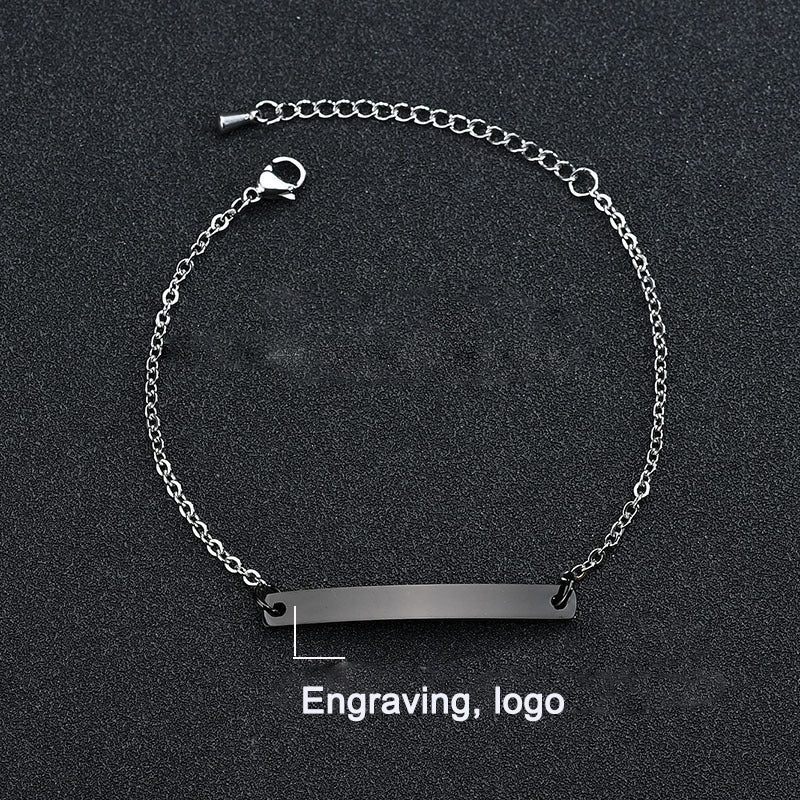 Stainless steel personalized engraved three color curved bracelet simple and personalized women's bracelet