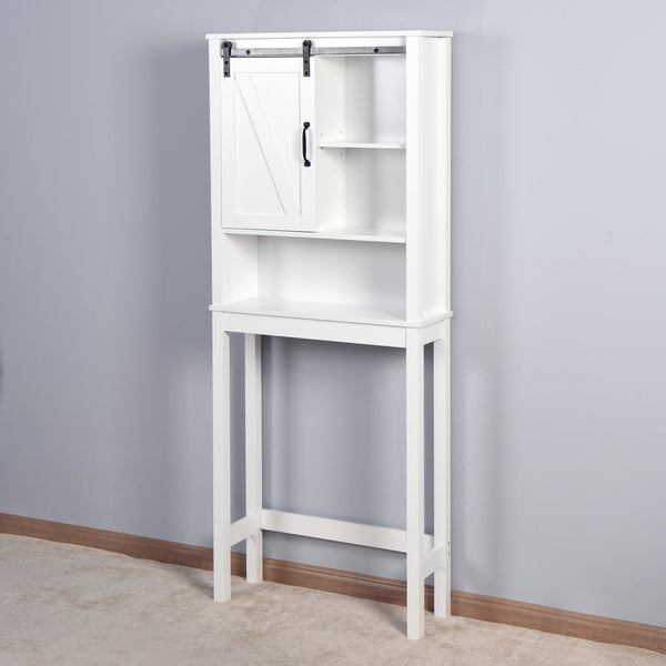 Over-the-Toilet Storage Cabinet, Space-Saving Bathroom Cabinet, with Adjustable Shelves and A Barn Door 27.16 x 9.06 x 67 inch V.I.P Digital Presence