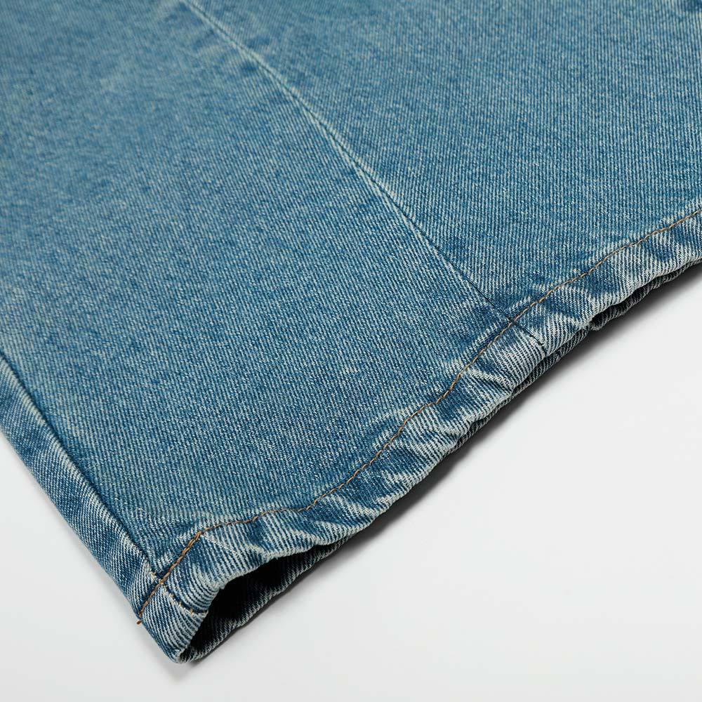 American High Street Vintage Washed Multi-Pocket Workwear Jeans Loose A-Line Wide Leg Long Pants for Men