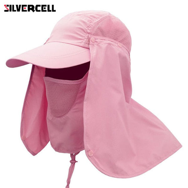 Sun Caps Flap Hats 360 degree Solar UV Protection Sun Hat Summer Men Women Sun Visor Cap Folding Removable Neck Face Mask Head