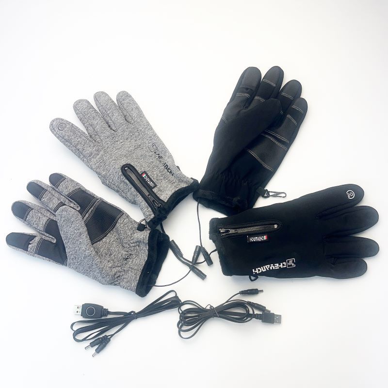 USB electric fishing gloves, 5-finger fully heated winter warm gloves, bare finger touch screen sports