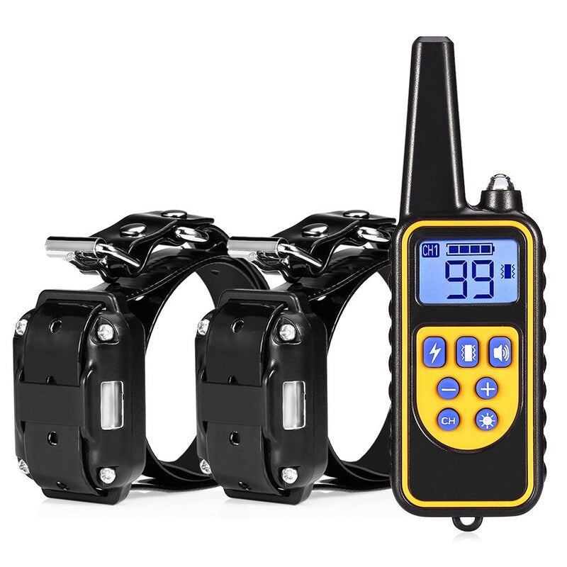 Dog training supplies - bark control device. The collar features electric shock and vibration for training.