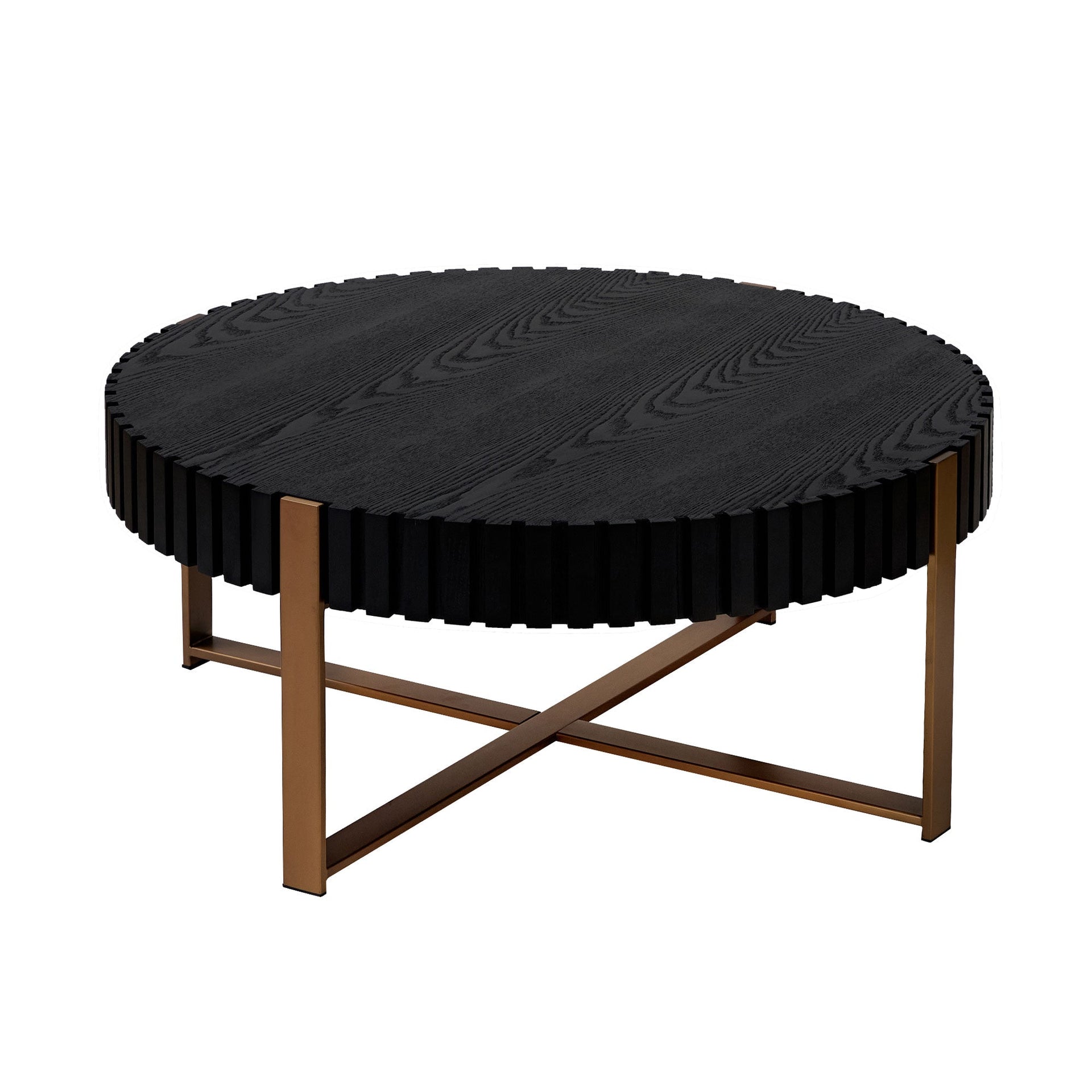 Modern Handcraft Drum Coffee Table 31.5 inch Round Coffee Table for Living Room,Small Coffee Table with Sturdy Pedestal,Black V.I.P Digital Presence
