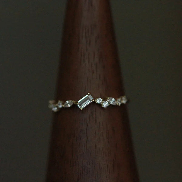 925 Sterling Silver Geometric Rectangle Clear Zircon Rings for Women Minimalist Exquisite Temperament Finger Ring