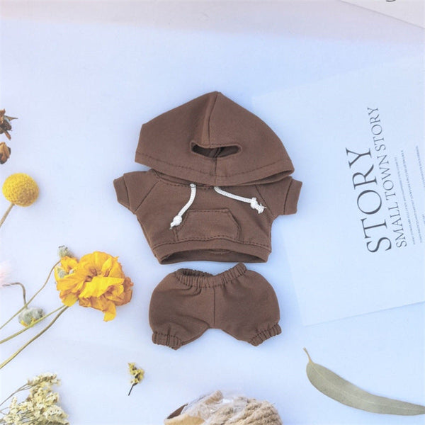 17cm Vinyl Macaron Plush Keychain Pulling Cloth Pendant Labubu Doll for Hoodie Pants Set