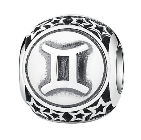 BAMOER 925 Sterling Silver Aquarius Star Sign Zodiac Beads Charms fit Bracelets PSC048