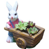 Succulent plant small flower pot rabbit flower pot resin ornament - A pair of white rabbit flower pots