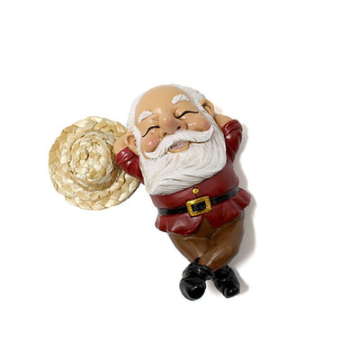 Creative resin sleeping posture elf statue courtyard garden with straw hat dwarf ornaments