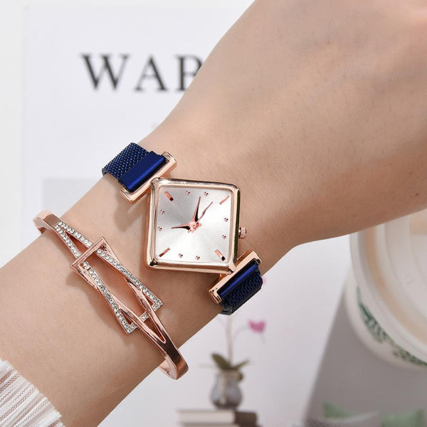 Women Square Watch Luxury Ladies Quartz Magnet Buckle Gradient Color Watches Relogio Feminino For Gift Clock