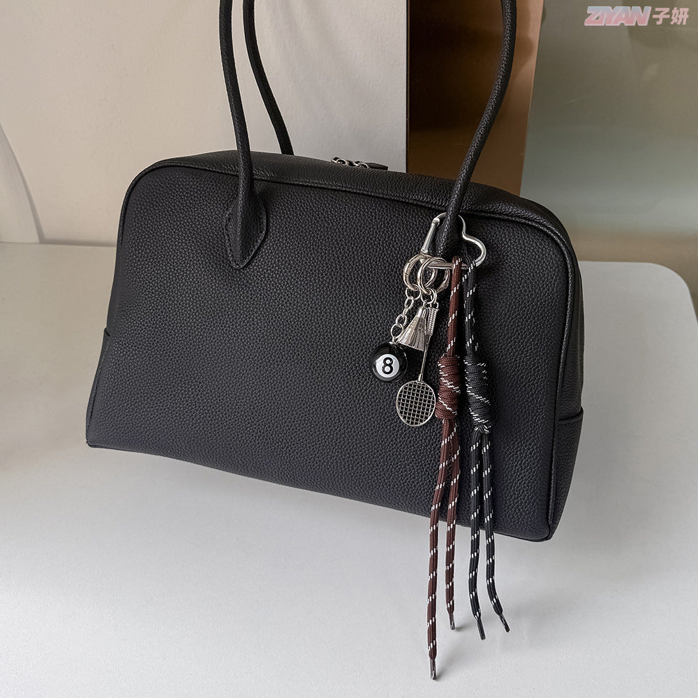 Miu Style Bag Charm Couple Edition Billiard Black 8 Decorative Chain Korean INS Alloy Badminton Climbing Keychain