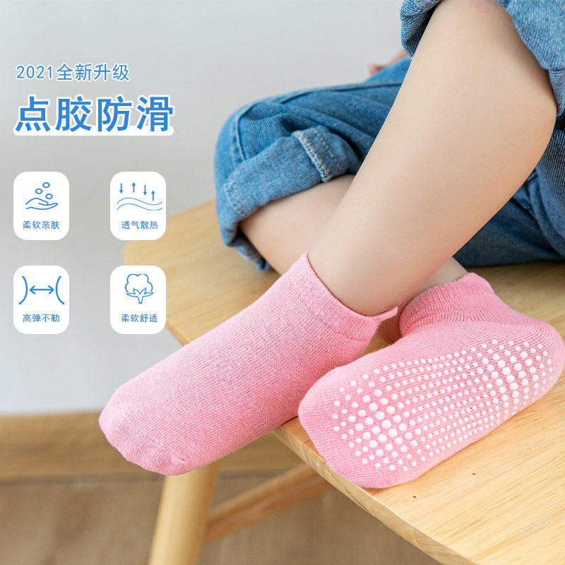 6 Pairs Baby Cotton Anti-slip Boat Low Cut Floor Socks For Boys And Girls Children's Sock