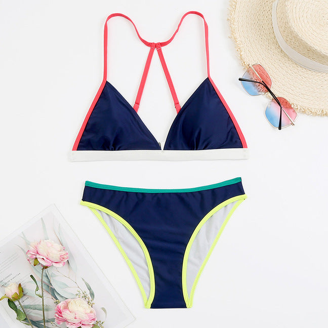Women Two Piece Triangle Low Waist Bikini Sets Women's Halter Triangle Bikini Bottom Two Piece Swimsuits Swimsuit For Women High Cut Two Pieces Swimwear Beach Bathing Suit Lace Up Two Piece Bathing Suit