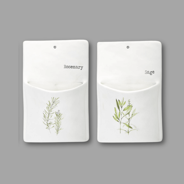 Set of 4 Ceramic Herb Wall Pockets