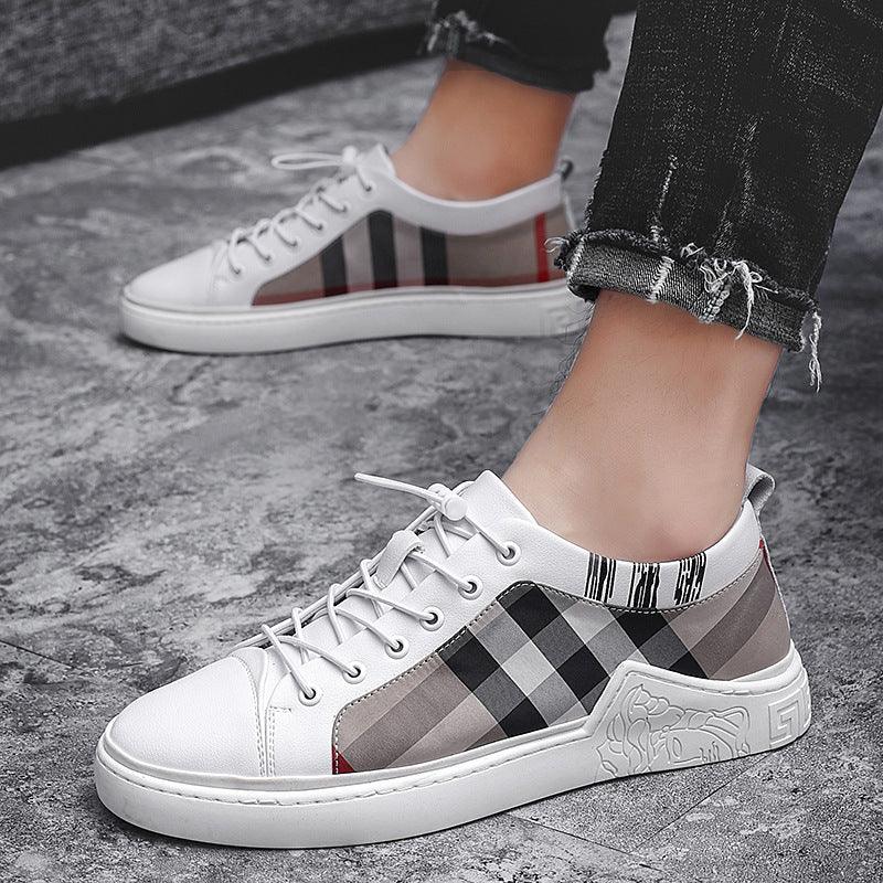 Black Mens Fashion Sneakers Breathable Skateboard Shoes High Quality Trainers Shoes Casual Genuine Leather Casual Shoes Fashion Comfortable Walking Shoes