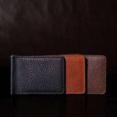 The Pinnacle Wallet - Black Slim Money Clip Pebble Grain Leather Wallet