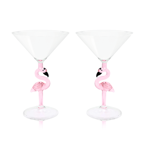 3D Flamingo Martini Glass Jersey Art Glass