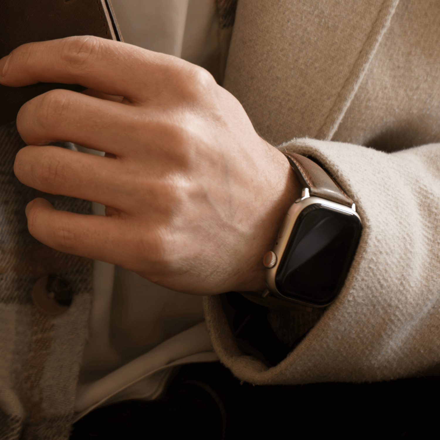 Luxury Double Wrap Black Leather Apple Watch Band - San Diego