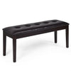 Upholstered Dining Room PU Bench Solid Wood Button Tufted-Brown - Brown