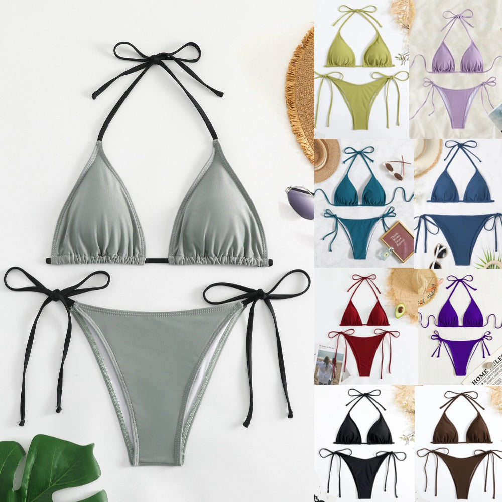 Swimwear Women Bandage Women Triangle Bathing Suits 2 Pieces Bikini Bowknot Swimsuit Bikini Set Swimwear Bikini Sets Bikinis Bathing Suit Push Up Swimsuit Summer Beachwear