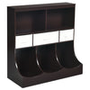 Freestanding Combo Cubby Bin Storage Organizer Unit W/3 Baskets-Brown