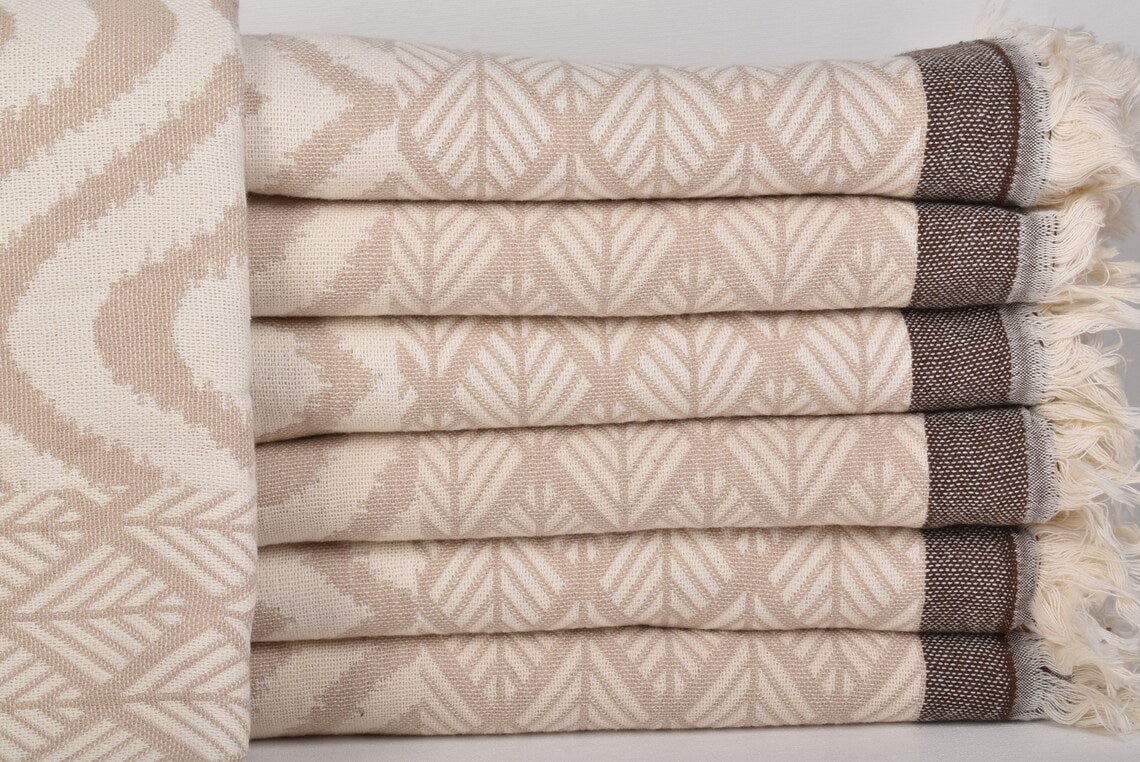 Ikat Beige Turkish Throw