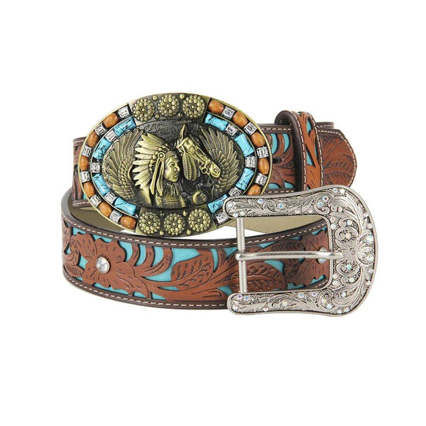 TOPACC Western Turquoise Belts - Turquoise Indians Belt Buckle Copper/Bronze - Gifts for You 'n Me