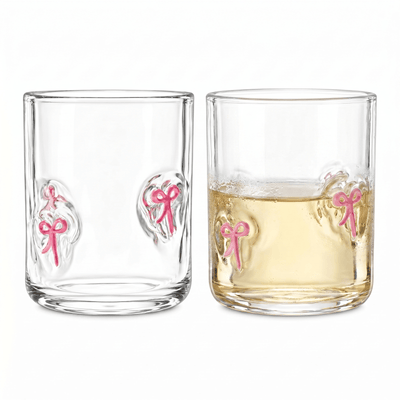 Khen Bowtie Tumblers Set Stylish Break Resistant Acrylic Drinkware - Set of 2 Pink
