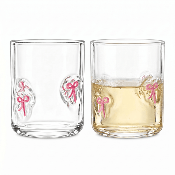 Khen Bowtie Tumblers Set Stylish Break Resistant Acrylic Drinkware - Set of 2 Pink