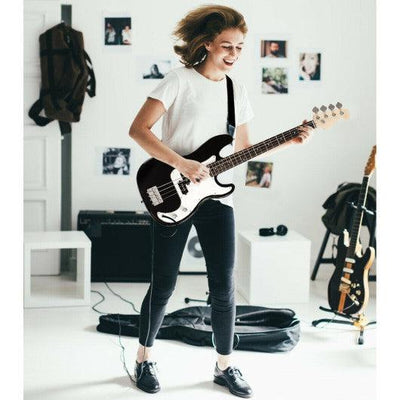 Electric Bass Guitar Full Size 4 String  Strap Guitar-Black
